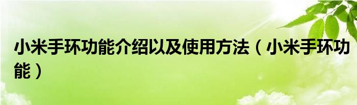 小米手环功能介绍以及使用方法（小米手环功能）