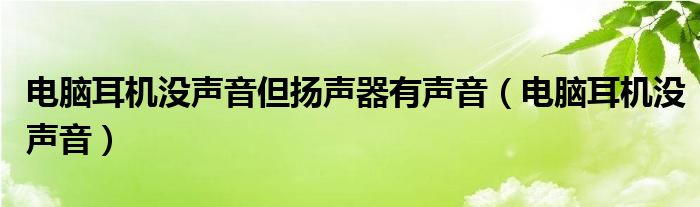 电脑耳机没声音但扬声器有声音（电脑耳机没声音）