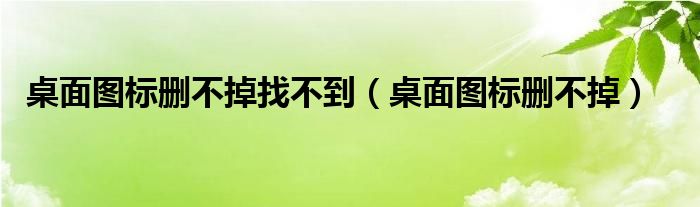 桌面图标删不掉找不到（桌面图标删不掉）