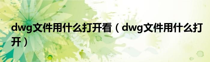 dwg文件用什么打开看（dwg文件用什么打开）