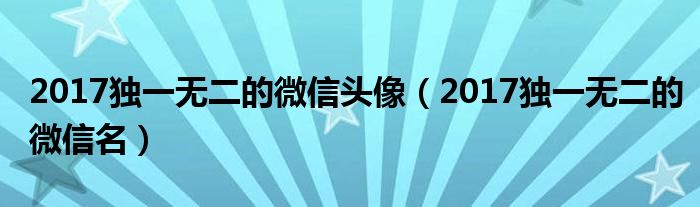 2017独一无二的微信头像（2017独一无二的微信名）