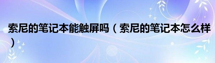 索尼的笔记本能触屏吗（索尼的笔记本怎么样）