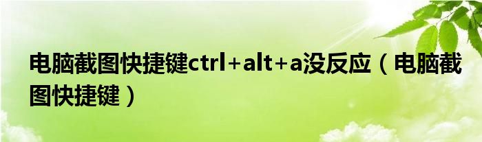 电脑截图快捷键ctrl+alt+a没反应（电脑截图快捷键）