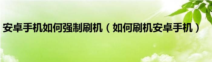 安卓手机如何强制刷机（如何刷机安卓手机）