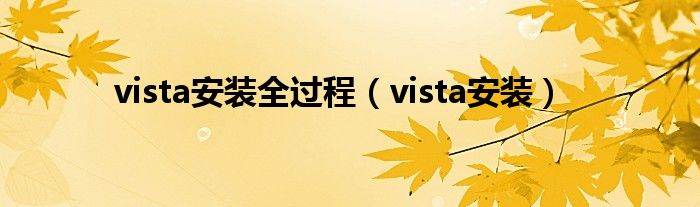 vista安装全过程（vista安装）