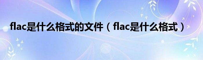 flac是什么格式的文件（flac是什么格式）