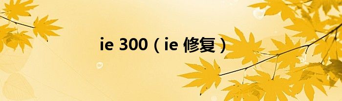 ie 300（ie 修复）