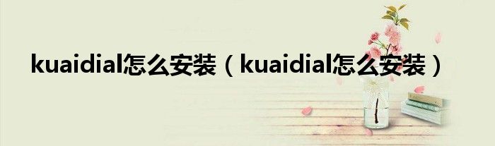 kuaidial怎么安装（kuaidial怎么安装）