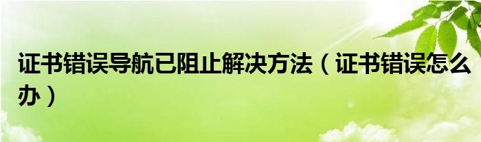 证书错误导航已阻止解决方法（证书错误怎么办）