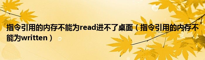 指令引用的内存不能为read进不了桌面（指令引用的内存不能为written）