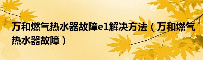 万和燃气热水器故障e1解决方法（万和燃气热水器故障）