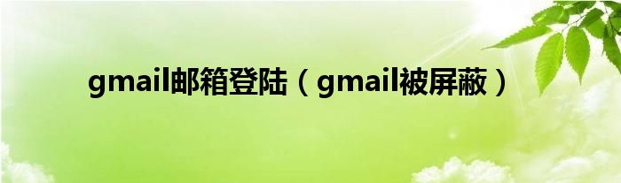 gmail邮箱登陆（gmail被屏蔽）