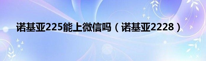 诺基亚225能上微信吗（诺基亚2228）