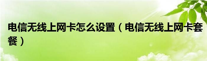 电信无线上网卡怎么设置（电信无线上网卡套餐）