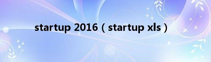 startup 2016（startup xls）