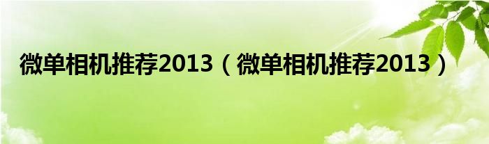 微单相机推荐2013（微单相机推荐2013）