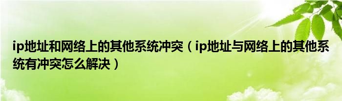 ip地址和网络上的其他系统冲突（ip地址与网络上的其他系统有冲突怎么解决）