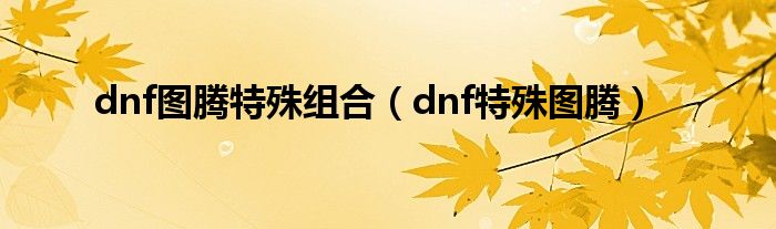 dnf图腾特殊组合（dnf特殊图腾）