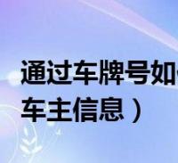 通過車牌號如何查到車主(通過車牌號怎樣查車主信息)